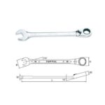 آچار یکسر جغجغه میلیمتری ضامن دار 15 تاپ تول - TOPTUL مدل ABAF1515